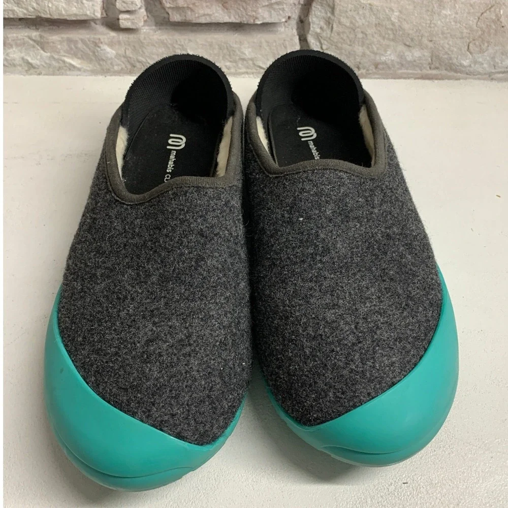 Mahabis Curve Grey Blue Wool Felt Neoprene Heel Womens 8.5-9 Mens 7-7.5